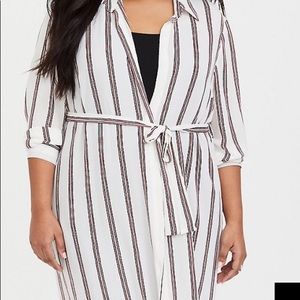 Torrid black red stripe. Georgette trench kimono